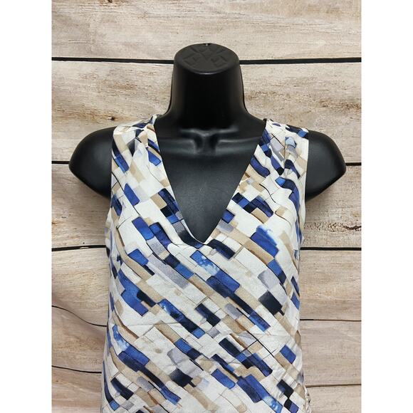 White House Black Market Womens Tank Top Size XS Blue Silk Shirt Blouse Career - Picture 5 of 10